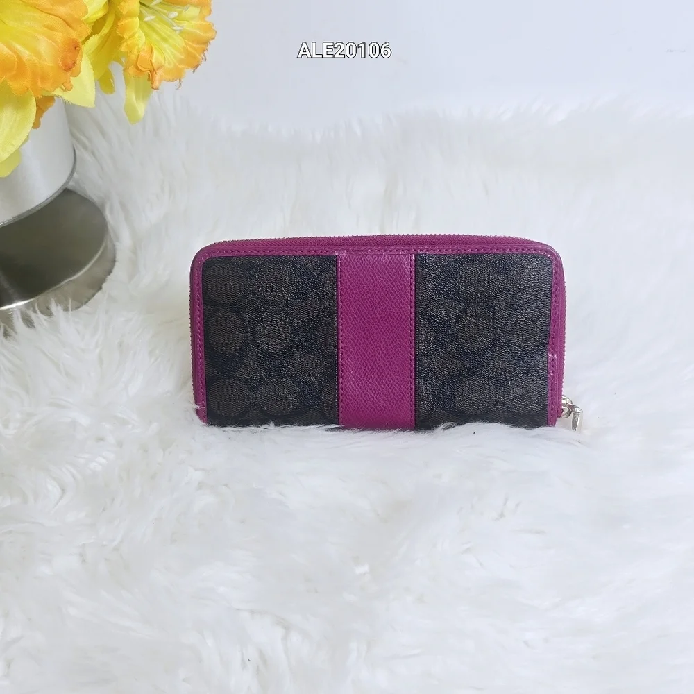 Coach Women's Pink and Brown Wallet
